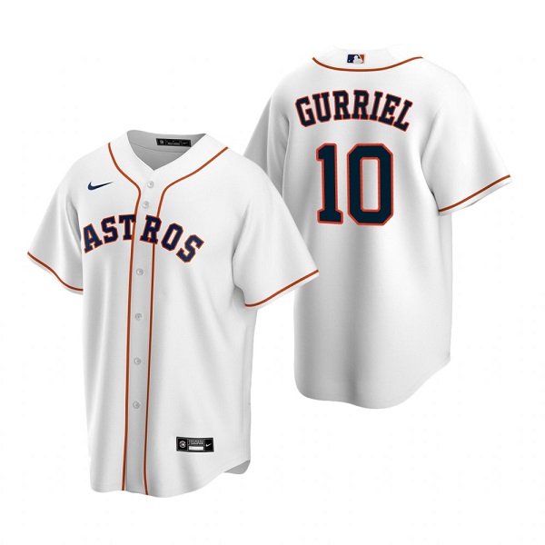 Men's White Houston Astros #10 Yuli Gurriel Cool Base Stitched Jersey